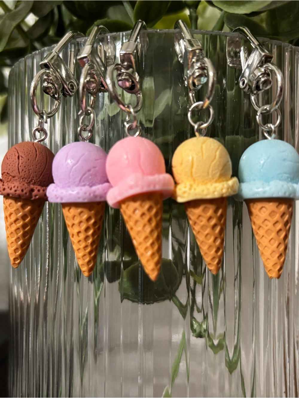 Ice Cream Cone Bag Charm / Keychain - Pick 1